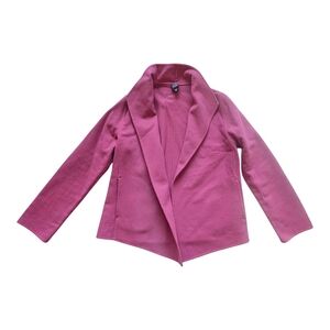 Eileen Fisher Hot Pink Virgin Wool Cashmere Blend Open Blazer Jacket sz XS